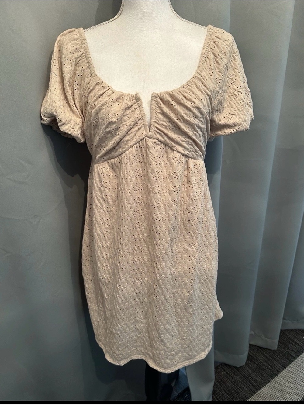 URBAN Romantics Beige Eyelet Knit Top